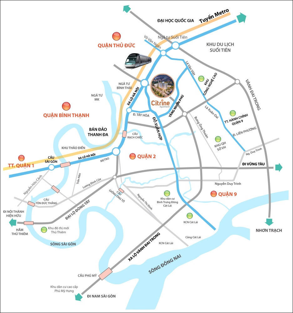 Sơ đồ vị trí dự án Citrine Apartment Quận 9 Sơ đồ vị trí dự án Citrine Apartment Quận 9